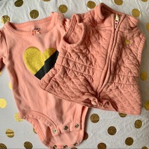 Gold Heart Newborn Outfit